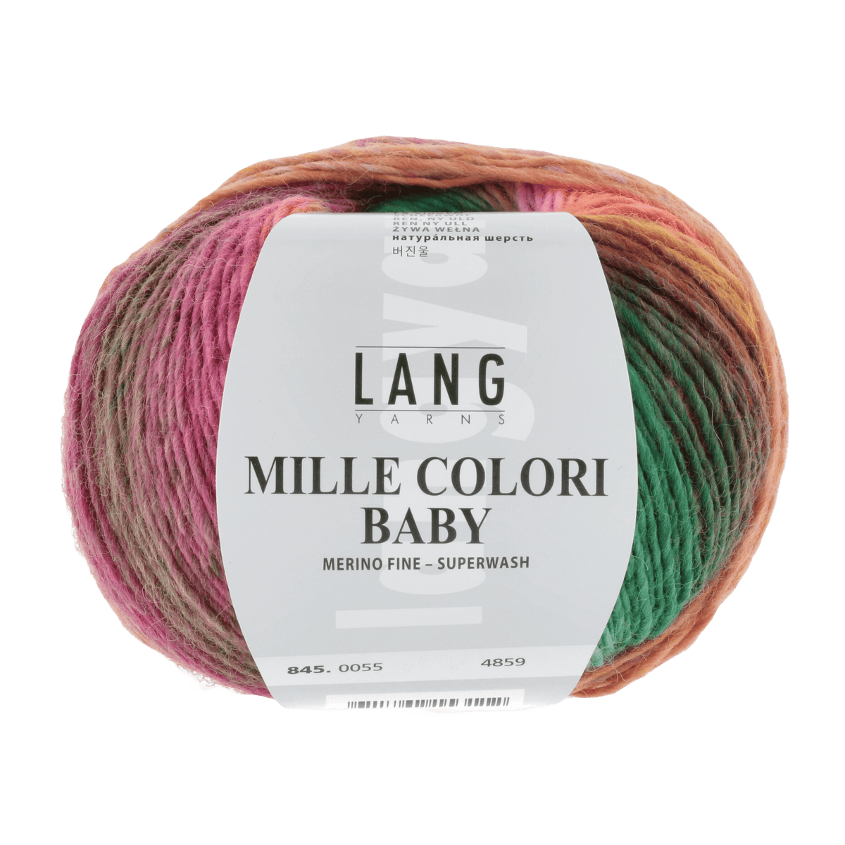 Lang Yarns Knitting Pattern 62 - 2 balls / GRÜN/PINK 845.0055 AMALIE Dress Pattern Bundle in Mille Colori Baby by LANGYARNS | Punto 80-013