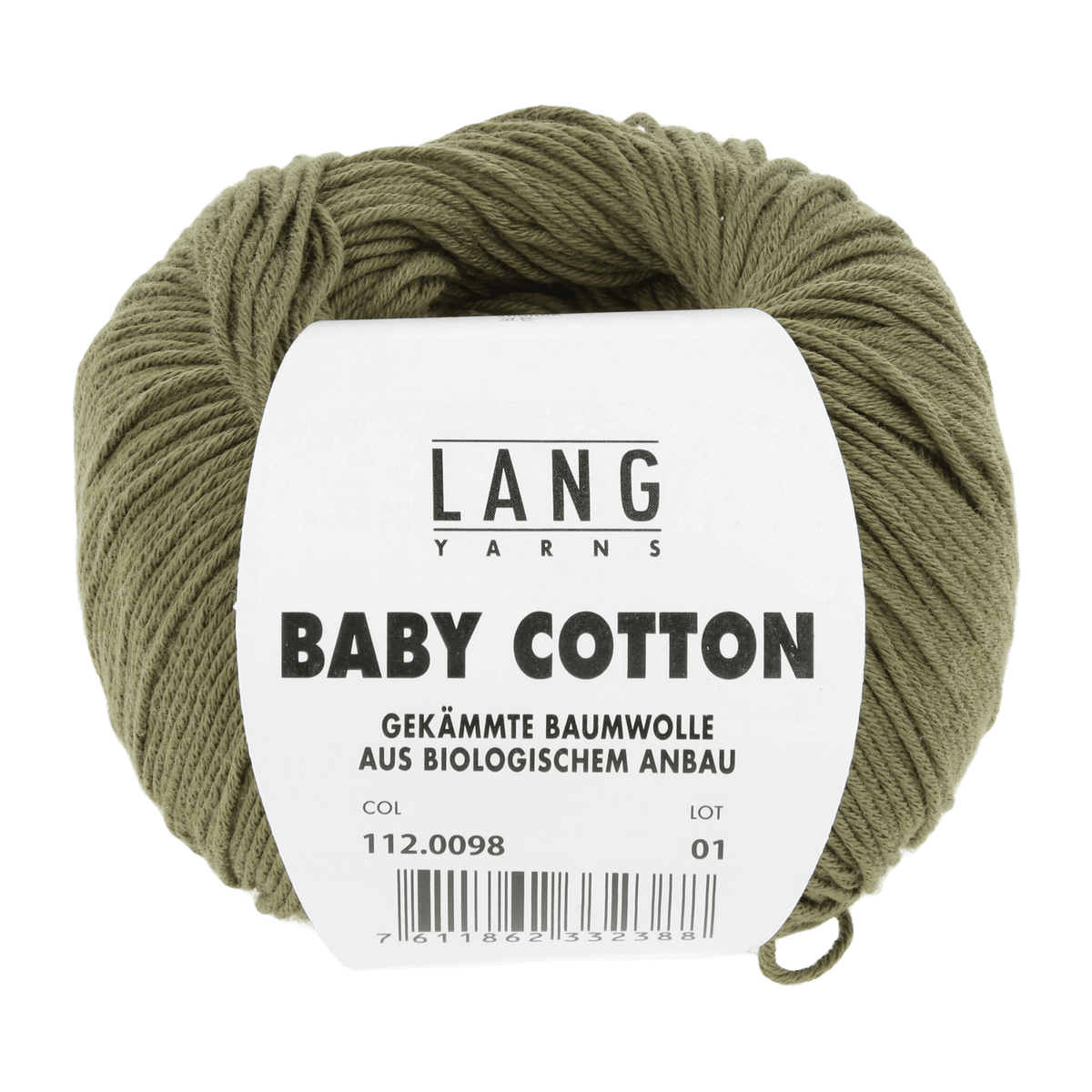 Lang Yarns Knitting Pattern 62 - 2 balls / OLIVE 112.0098 Sweater Pattern Bundle in BABY COTTON by LANGYARNS | Punto 36-005