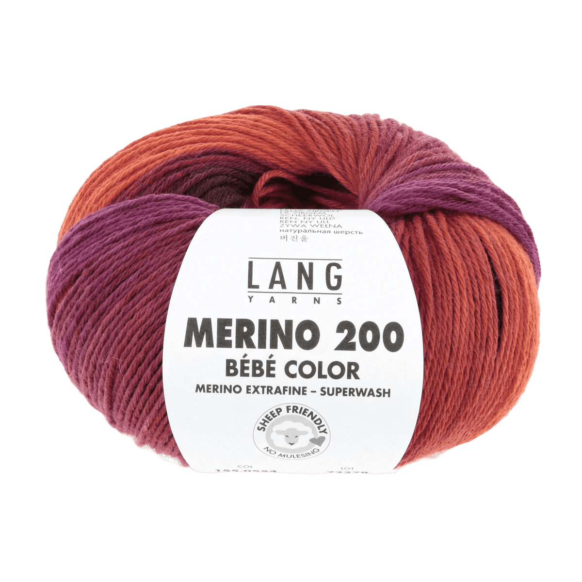 Lang Yarns Knitting Pattern 62 - 2 balls / orange/red/viola 155.0554 Pullover Pattern Bundle in MERINO 200 BEBE COLOR by LANGYARNS | Punto 54-007