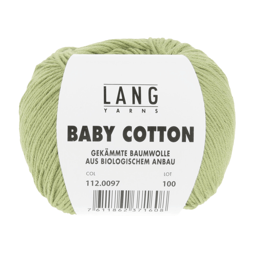 Lang Yarns Knitting Pattern 62-68 - 1 balls / LIGHT OLIVE 112.0097 Bonnet with cable pattern Pattern Bundle in BABY COTTON by LANGYARNS | Punto 36-010