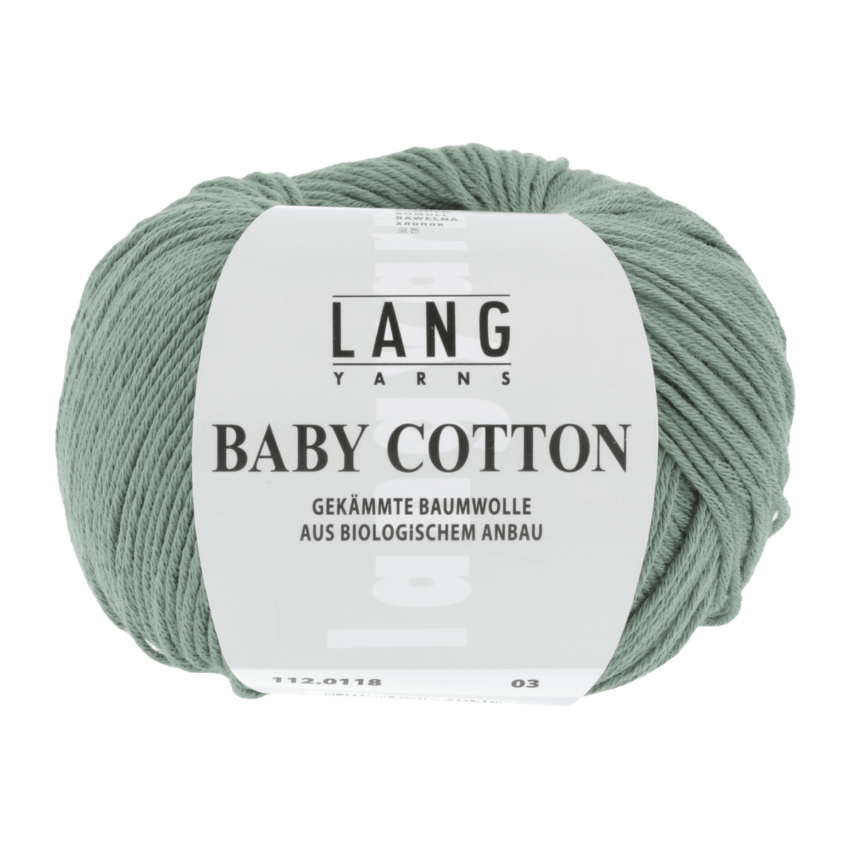 Lang Yarns Knitting Pattern 62-68 - 1 balls / SAGE 112.0118 Bonnet with cable pattern Pattern Bundle in BABY COTTON by LANGYARNS | Punto 36-010