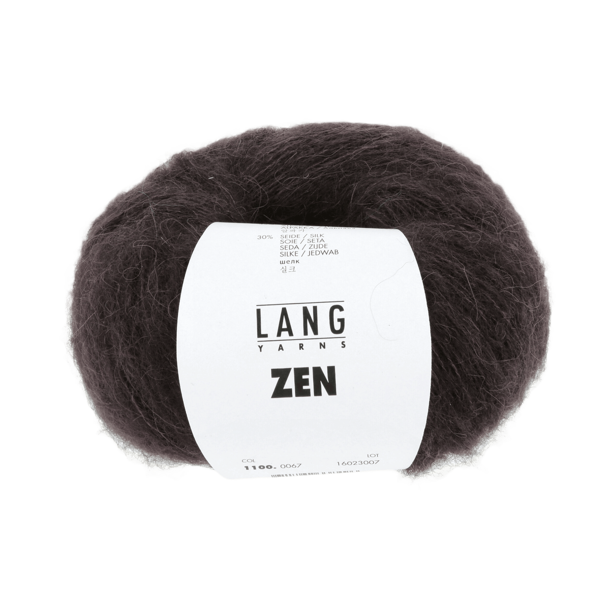 Lang Yarns Knitting Pattern 90 x 215 cm - 6 balls / dark brown 1100.0067 ISABEL Triangular shawl Pattern Bundle in ZEN by LANGYARNS | Fatto a Mano 278-003