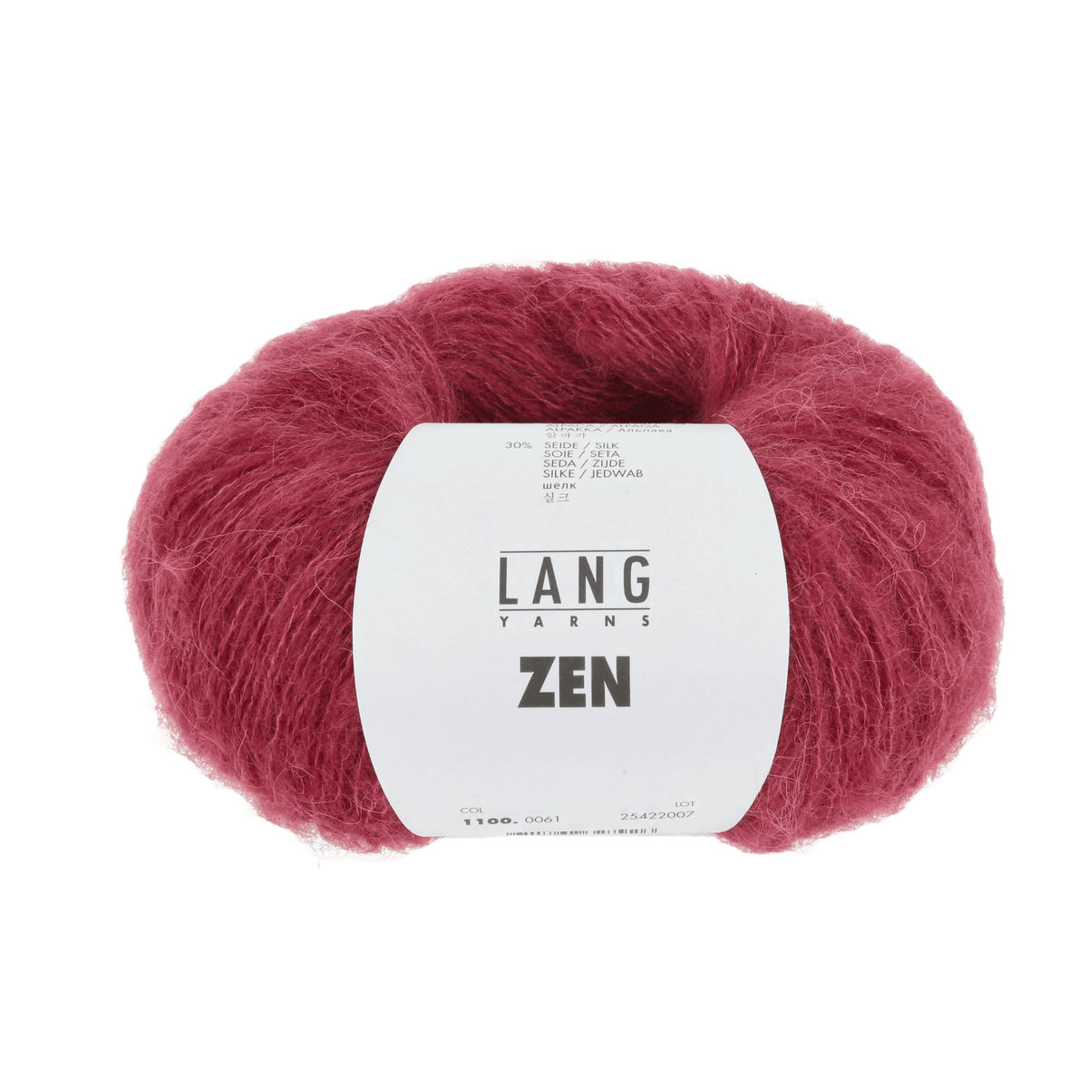 Lang Yarns Knitting Pattern 90 x 215 cm - 6 balls / dark red 1100.0061 ISABEL Triangular shawl Pattern Bundle in ZEN by LANGYARNS | Fatto a Mano 278-003