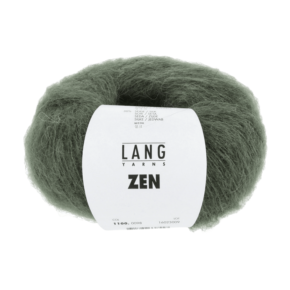 Lang Yarns Knitting Pattern 90 x 215 cm - 6 balls / olive 1100.0098 ISABEL Triangular shawl Pattern Bundle in ZEN by LANGYARNS | Fatto a Mano 278-003