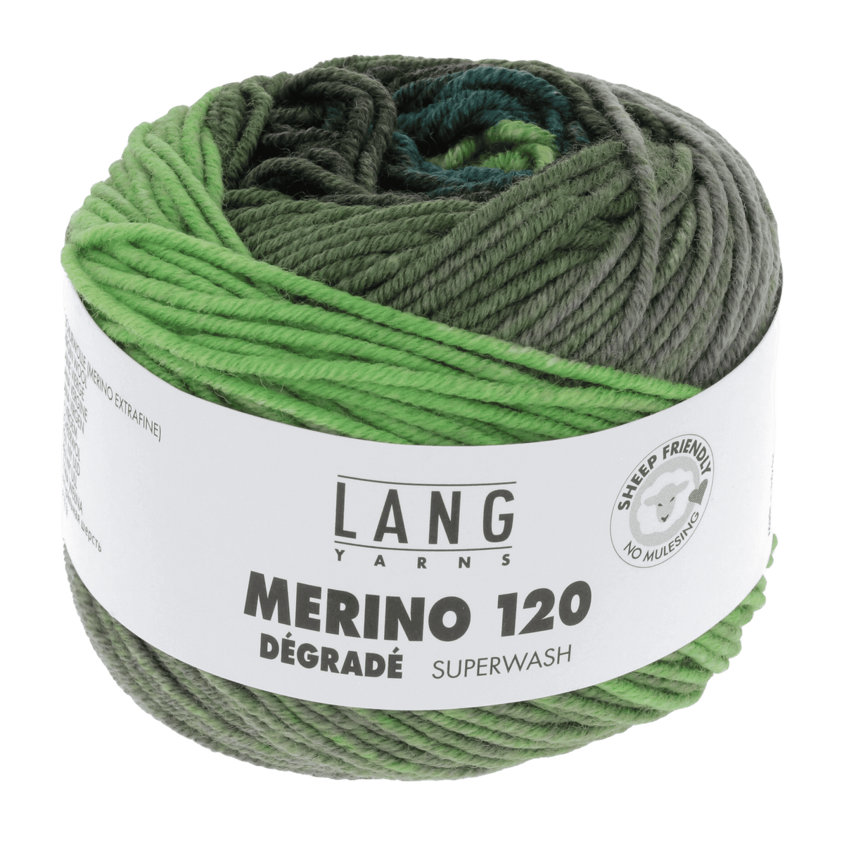 Lang Yarns Knitting Pattern 98-104 - 6 balls / green 37.0002 Sweater Pattern Bundle in Merino 120 Dégradé by LANGYARNS | Punto 53-003