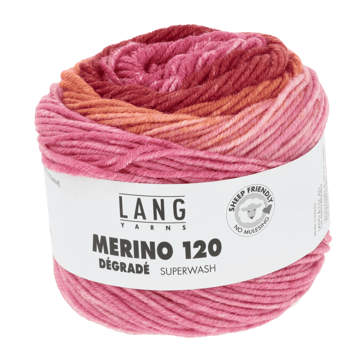 Lang Yarns Knitting Pattern 98-104 - 6 balls / rose/orange/red 37.0016 Sweater Pattern Bundle in Merino 120 Dégradé by LANGYARNS | Punto 53-003