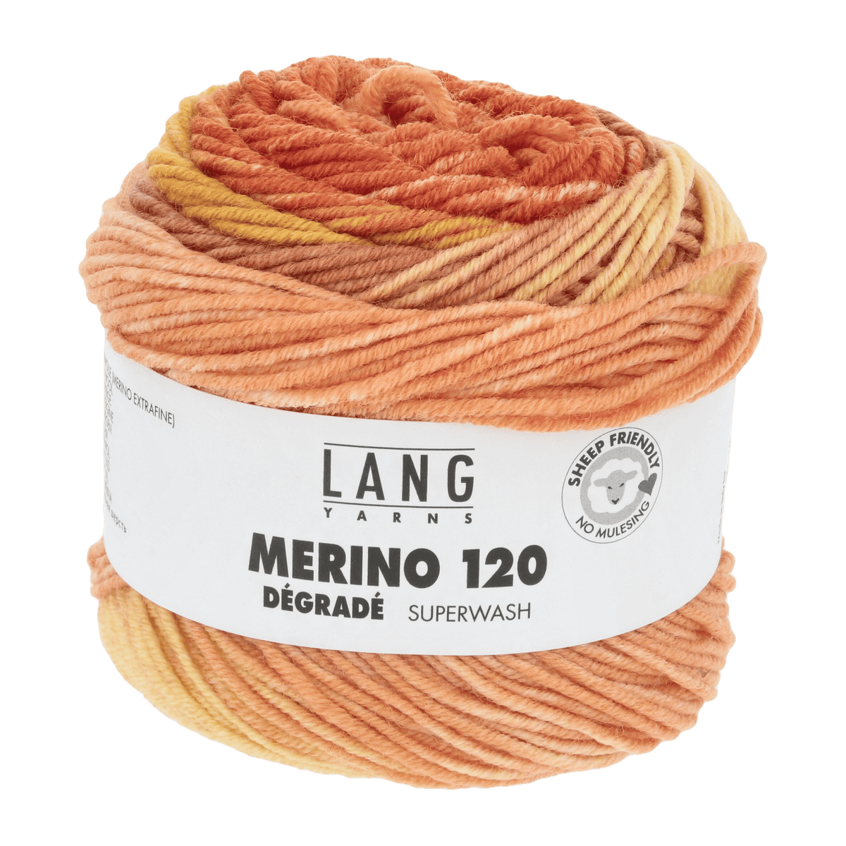 Lang Yarns Knitting Pattern 98-104 - 7 balls / orange/yellow/apricot 37.0017 Sweater Pattern Bundle in Merino 120 Dégradé by LANGYARNS | Punto 53-001