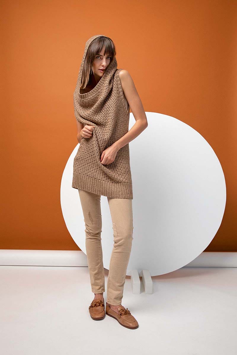 Lang Yarns Knitting Pattern ALISON Hooded slipover tunic Pattern Bundle in Vaya by LANGYARNS | Fatto a Mano 280-027