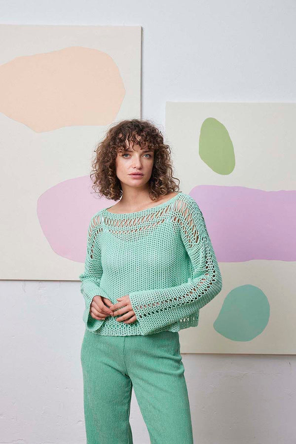 ALIZE  Crochet Sweater Pattern Kit in CLASSIC SILK by LANGYARNS | Fatto a Mano 288-016
