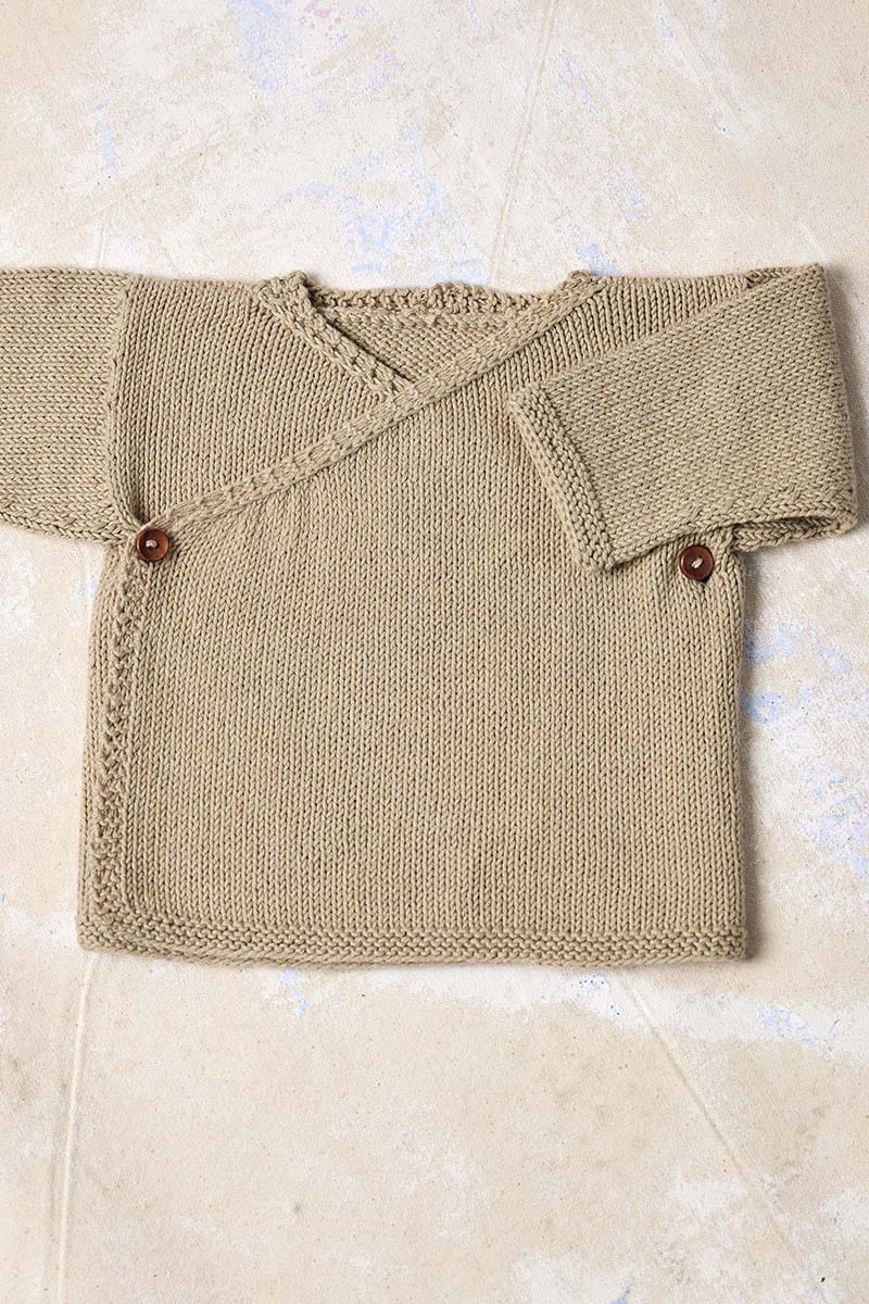 Lang Yarns Knitting Pattern ANDERS Wrapover cardigan Pattern Bundle in Baby Cotton Naturally Colored by LANGYARNS | Punto 83-018
