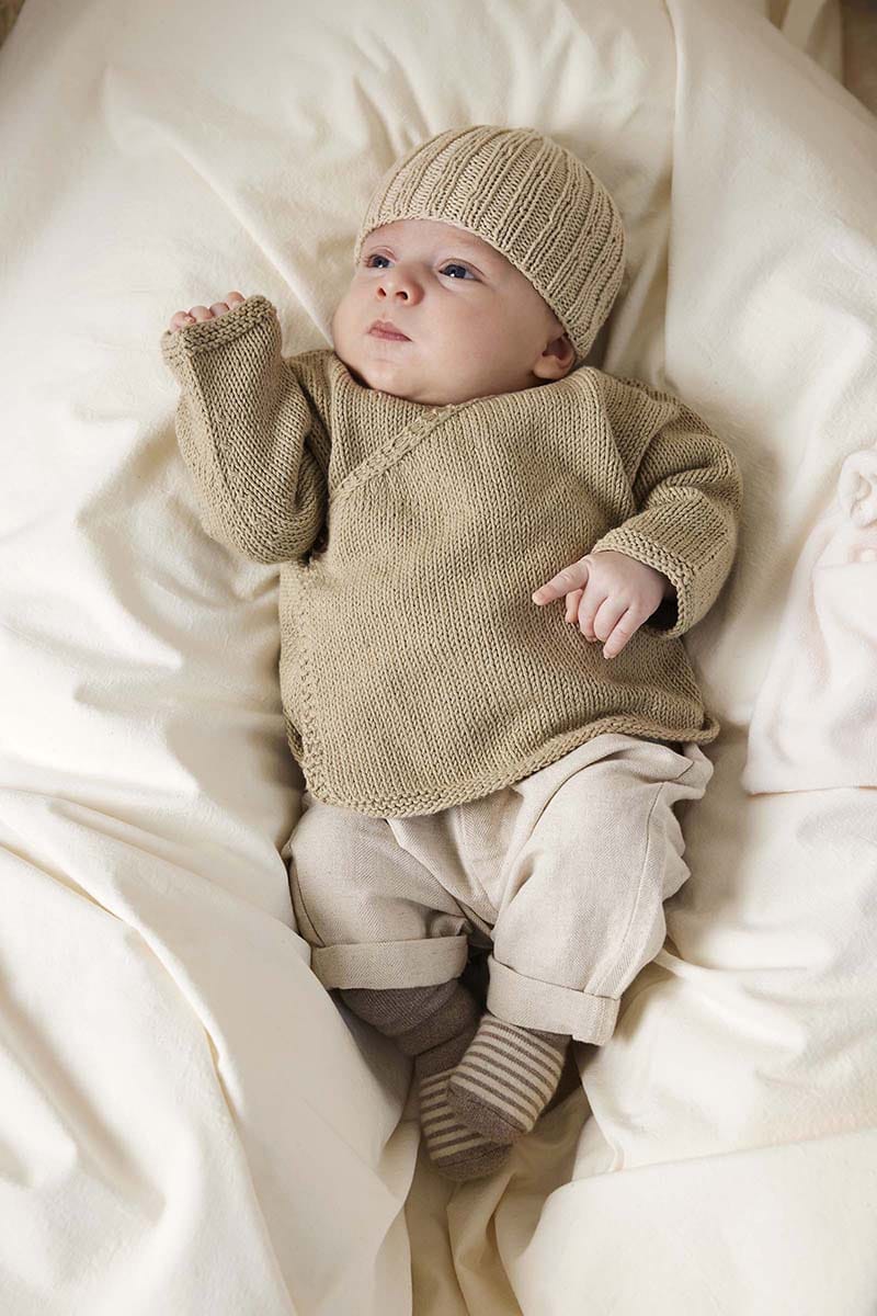 Lang Yarns Knitting Pattern ANDERS Wrapover cardigan Pattern Bundle in Baby Cotton Naturally Coloured by LANGYARNS | Punto 83-018