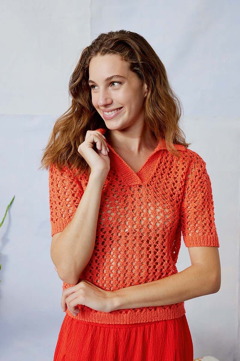 Lang Yarns Knitting Pattern ANKEA Short-sleeved sweater Pattern Bundle in Ananas by LANGYARNS | Fatto a Mano 284-019