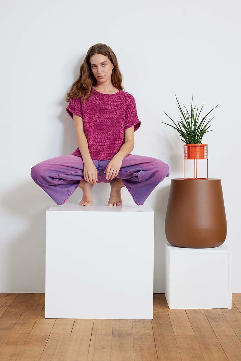 Lang Yarns Knitting Pattern ANNELIES Short-sleeved sweater Pattern Bundle in Amira by LANGYARNS | Fatto a Mano 284-042