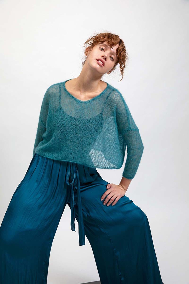 Lang Yarns Knitting Pattern ANNIKA Sweater Pattern Bundle in Mohair 21 by LANGYARNS | Fatto a Mano 280-046
