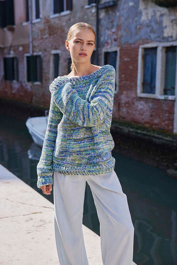 APRIL Top-down Sweater Pattern Kit in LISBOA by LANGYARNS | Punto 91-010
