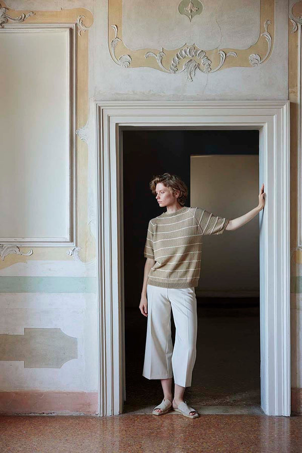 BARBARA Short-sleeve Sweater Pattern Kit in BABY COTTON NATURALLY COLOURED by LANGYARNS | Punto 92-005