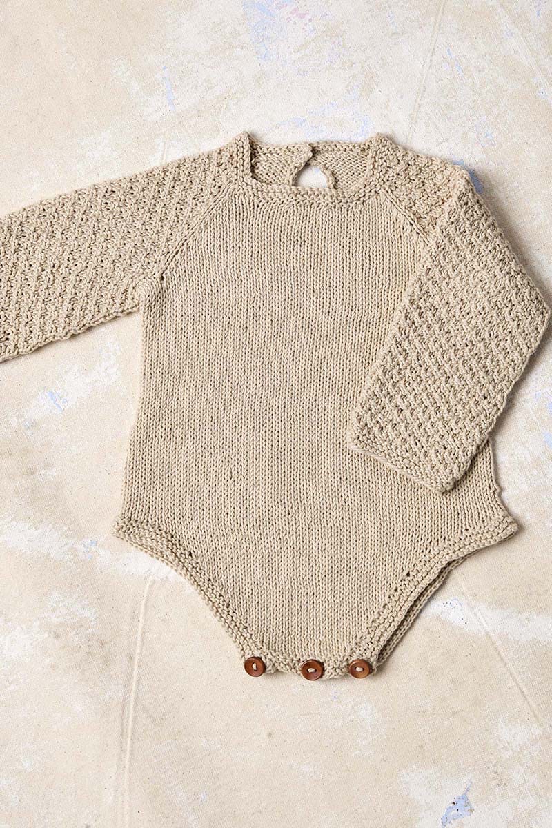 Lang Yarns Knitting Pattern BJORN Bodysuit Pattern Bundle in Baby Cotton Naturally Colored by LANGYARNS | Punto 83-013