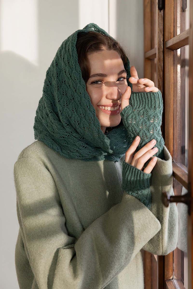 Lang Yarns Knitting Pattern BRITTANY Cowl Pattern Bundle in CASHMERE LACE by LANGYARNS | Punto 78-010