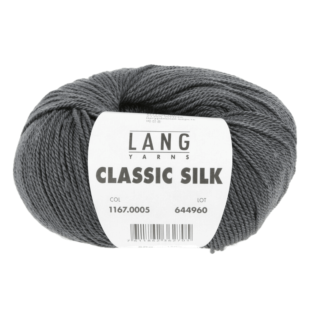 Lang Yarns Knitting Pattern ca 11 x 48 cm - 1 balls / dark grey 1167.0005 QUINN Headband Pattern Bundle in Classic Silk by LANGYARNS | Fatto a Mano 286-073