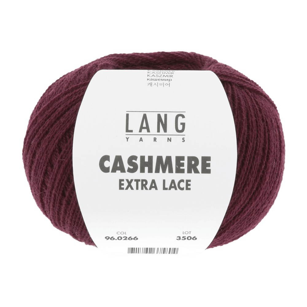 Lang Yarns Knitting Pattern ca 12 x 130 cm - 2 balls / berry mélange 96.0266 ESTHER Triangular shawl Pattern Bundle in Cashmere Extra Lace by LANGYARNS | Punto 94-004