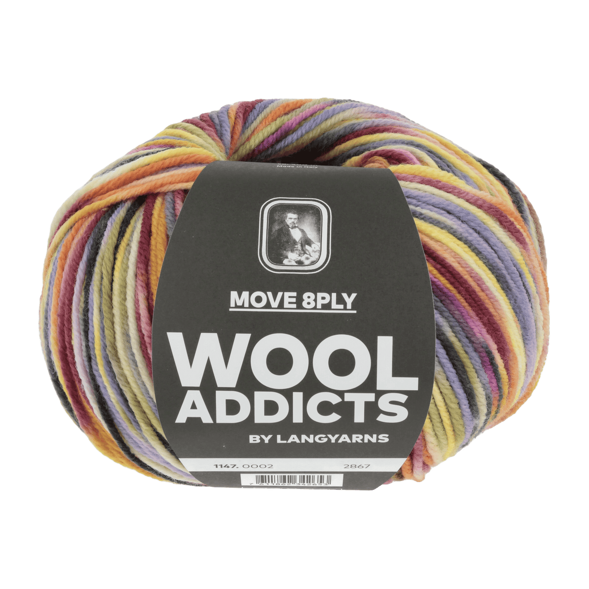Lang Yarns Knitting Pattern ca 26 x 175 cm - 2 balls / LILAC/RED/YELLOW 1147.0002 BLISSFUL MOMENT Scarf Pattern Bundle in Move 8ply by LANGYARNS | Punto 86-021