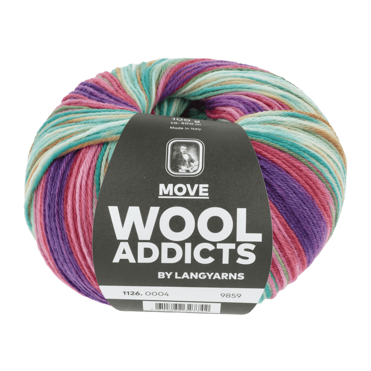 Lang Yarns Knitting Pattern ca 26 x 20 cm - 1 balls / PURPLE/PINK/TURQUOISE 1126.0004 SIDEWARD SPIN Wristwarmers Pattern Bundle in Move by LANGYARNS | Punto 79-014