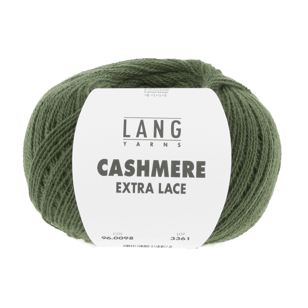 Lang Yarns Knitting Pattern ca 28 x 114 cm - 1 balls / dark olive 96.0098 ESTELLE Triangular shawl Pattern Bundle in Cashmere Extra Lace by LANGYARNS | Punto 94-006