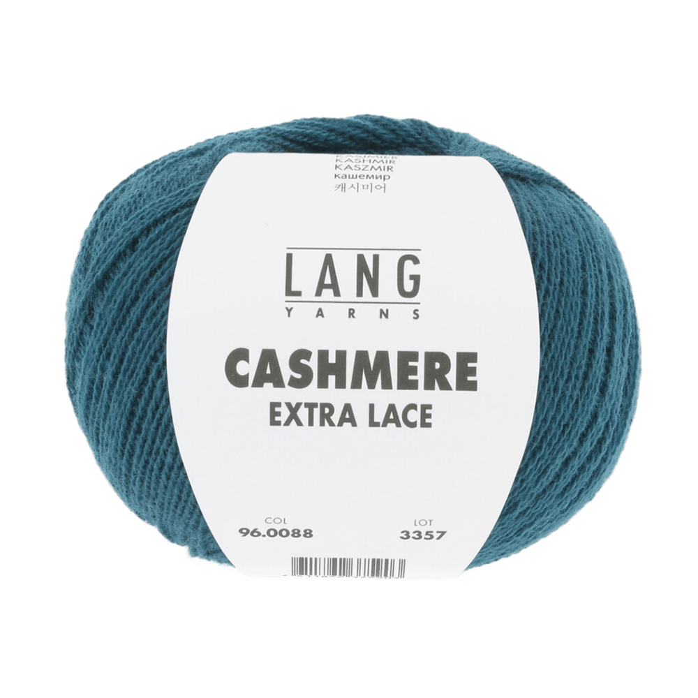 Lang Yarns Knitting Pattern ca 28 x 114 cm - 1 balls / petrol 96.0088 ESTELLE Triangular shawl Pattern Bundle in Cashmere Extra Lace by LANGYARNS | Punto 94-006