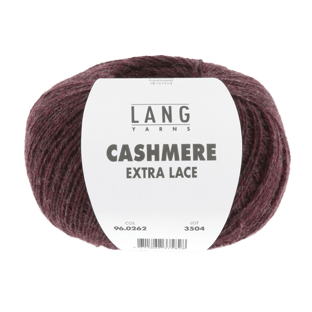 Lang Yarns Knitting Pattern ca 28 x 114 cm - 1 balls / wine red mélange 96.0262 ESTELLE Triangular shawl Pattern Bundle in Cashmere Extra Lace by LANGYARNS | Punto 94-006