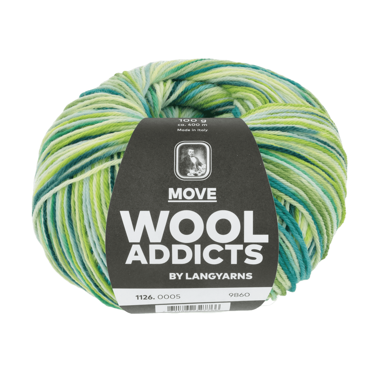 Lang Yarns Knitting Pattern ca 30 x 185 cm - 3 balls / BLUE/LIME/ATLANTIQUE 1126.0005 RUNAWAY Shawl Pattern Bundle in Move by LANGYARNS | Punto 79-009