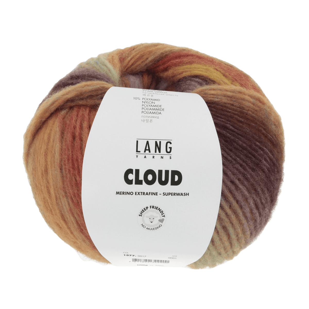 Lang Yarns Knitting Pattern ca 33 x 60 cm - 1 balls / brown/red/mint 1077.0017 Cowl Pattern Bundle in CLOUD by LANGYARNS | Punto 45-010