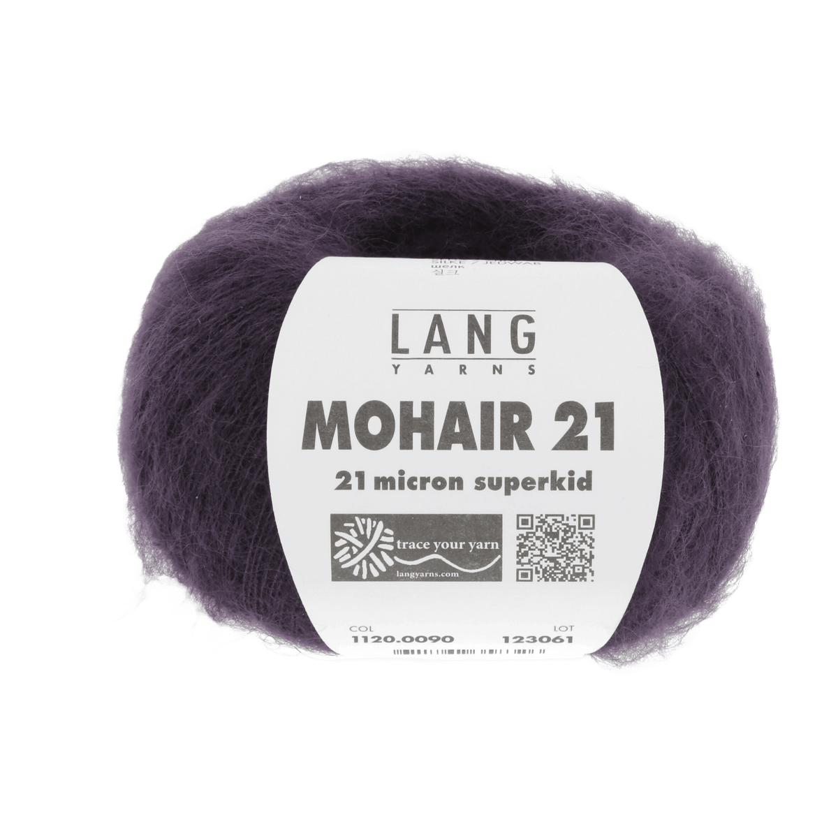 Lang Yarns Knitting Pattern ca 34 x 190 cm - 8 balls / dark purple 1120.0090 CAROLINE Scarf Pattern Bundle in Mohair 21 by LANGYARNS | Fatto a Mano 286-045