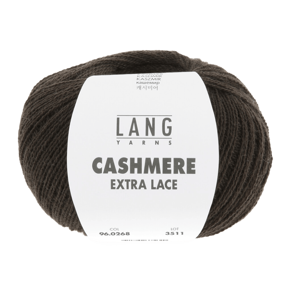 Lang Yarns Knitting Pattern ca 38 x 130 cm - 2 balls / dark brown mélange 96.0268 EMILY Triangular shawl Pattern Bundle in Cashmere Extra Lace by LANGYARNS | Punto 94-002