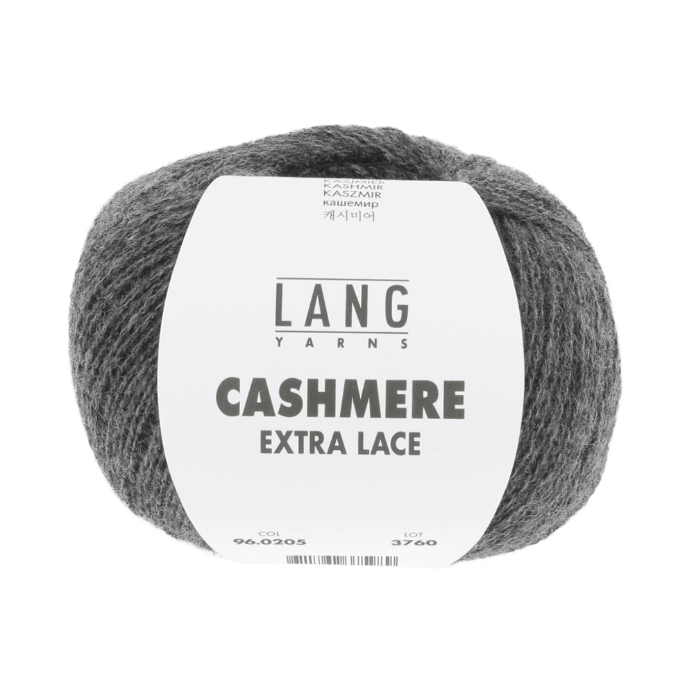 Lang Yarns Knitting Pattern ca 38 x 130 cm - 2 balls / dark gray mélange 96.0205 EMILY Triangular shawl Pattern Bundle in Cashmere Extra Lace by LANGYARNS | Punto 94-002