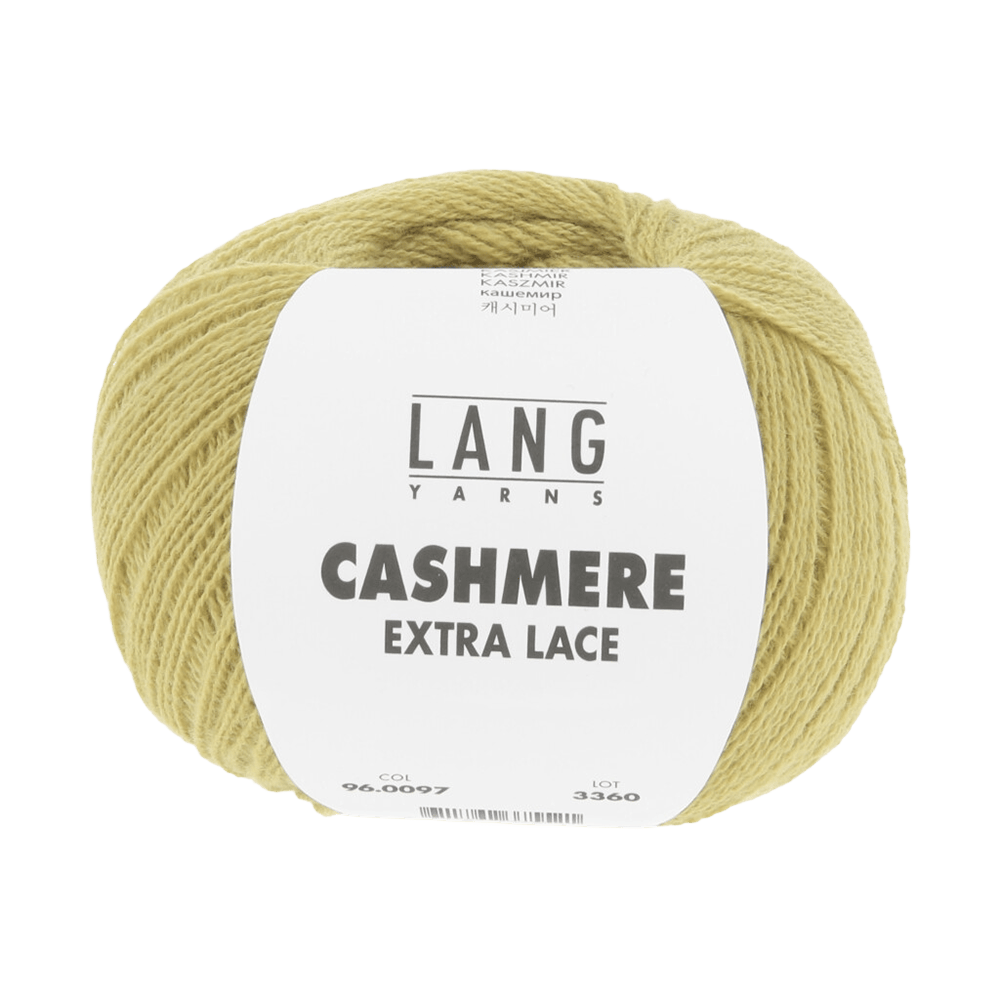 Lang Yarns Knitting Pattern ca 38 x 130 cm - 2 balls / light olive 96.0097 EMILY Triangular shawl Pattern Bundle in Cashmere Extra Lace by LANGYARNS | Punto 94-002