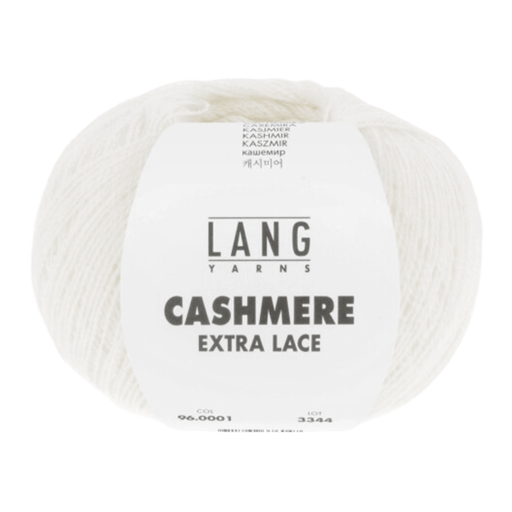 Lang Yarns Knitting Pattern ca 38 x 130 cm - 2 balls / white 96.0001 EMILY Triangular shawl Pattern Bundle in Cashmere Extra Lace by LANGYARNS | Punto 94-002