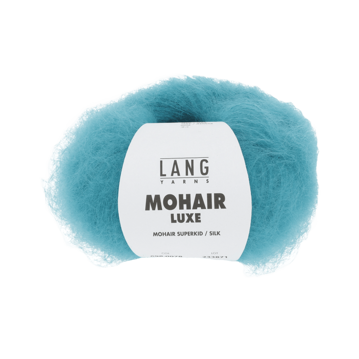 Lang Yarns Knitting Pattern ca 65 x 192 cm - 4 balls / turquoise 698.0078 ORLANA Triangular shawl Pattern Bundle in Mohair Luxe by LANGYARNS | Fatto a Mano 286-058
