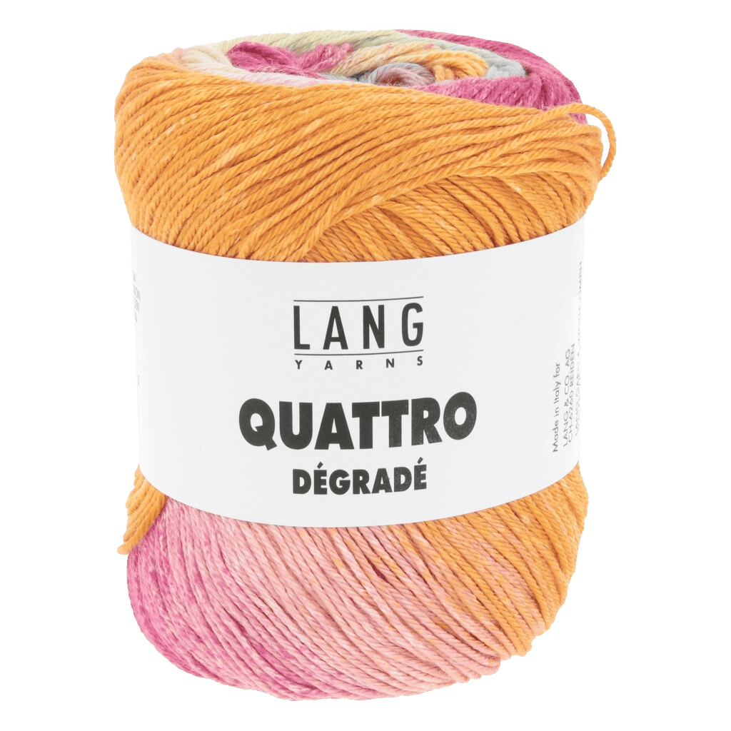 Lang Yarns Knitting Pattern ca 76 x 182 cm - 4 balls / orange/berry/yellow 1088.0018 IVANKA Crochet triangular shawl Pattern Bundle in Quattro Degradé by LANGYARNS | Punto 91-016