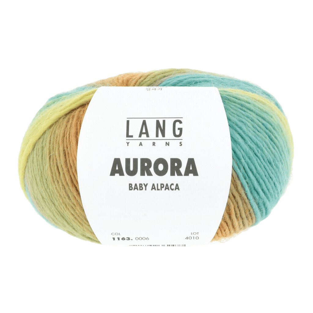 Lang Yarns Knitting Pattern ca 76 x 182 cm - 6 balls / turquoise/pink/orange/yellow 1163.0006 CHERYL Triangular shawl Pattern Bundle in Aurora by LANGYARNS | Fatto a Mano 286-015