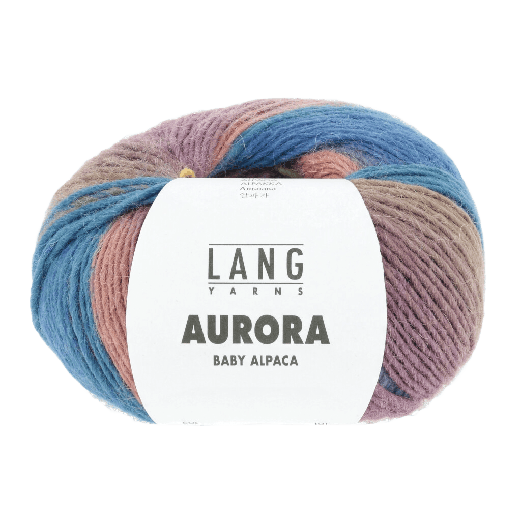 Lang Yarns Knitting Pattern ca 76 x 182 cm - 6 balls / violet/yellow/blue/pink 1163.0005 CHERYL Triangular shawl Pattern Bundle in Aurora by LANGYARNS | Fatto a Mano 286-015