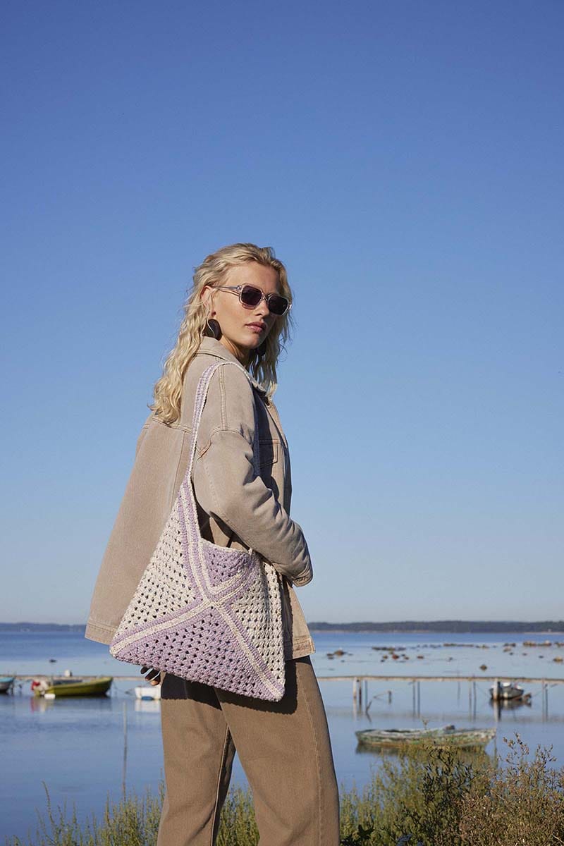 Lang Yarns Knitting Pattern CAROL Crochet bag Pattern Bundle in Cotton Tweed by LANGYARNS | Punto 90-002