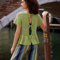 Lang Yarns Knitting Pattern CELEBRATION Topdown Short sleeved top Pattern Bundle in Whisper by LANGYARNS | WOOLADDICTS #16-013