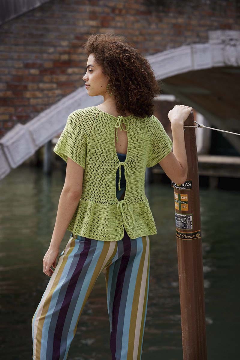 Lang Yarns Knitting Pattern CELEBRATION Topdown Short sleeved top Pattern Bundle in Whisper by LANGYARNS | WOOLADDICTS #16-013