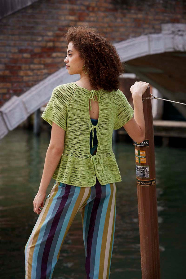 CELEBRATION Crochet Top-down Short-sleeved Top Pattern Kit in WHISPER by WOOLADDICTS | WOOLADDICTS #16-013