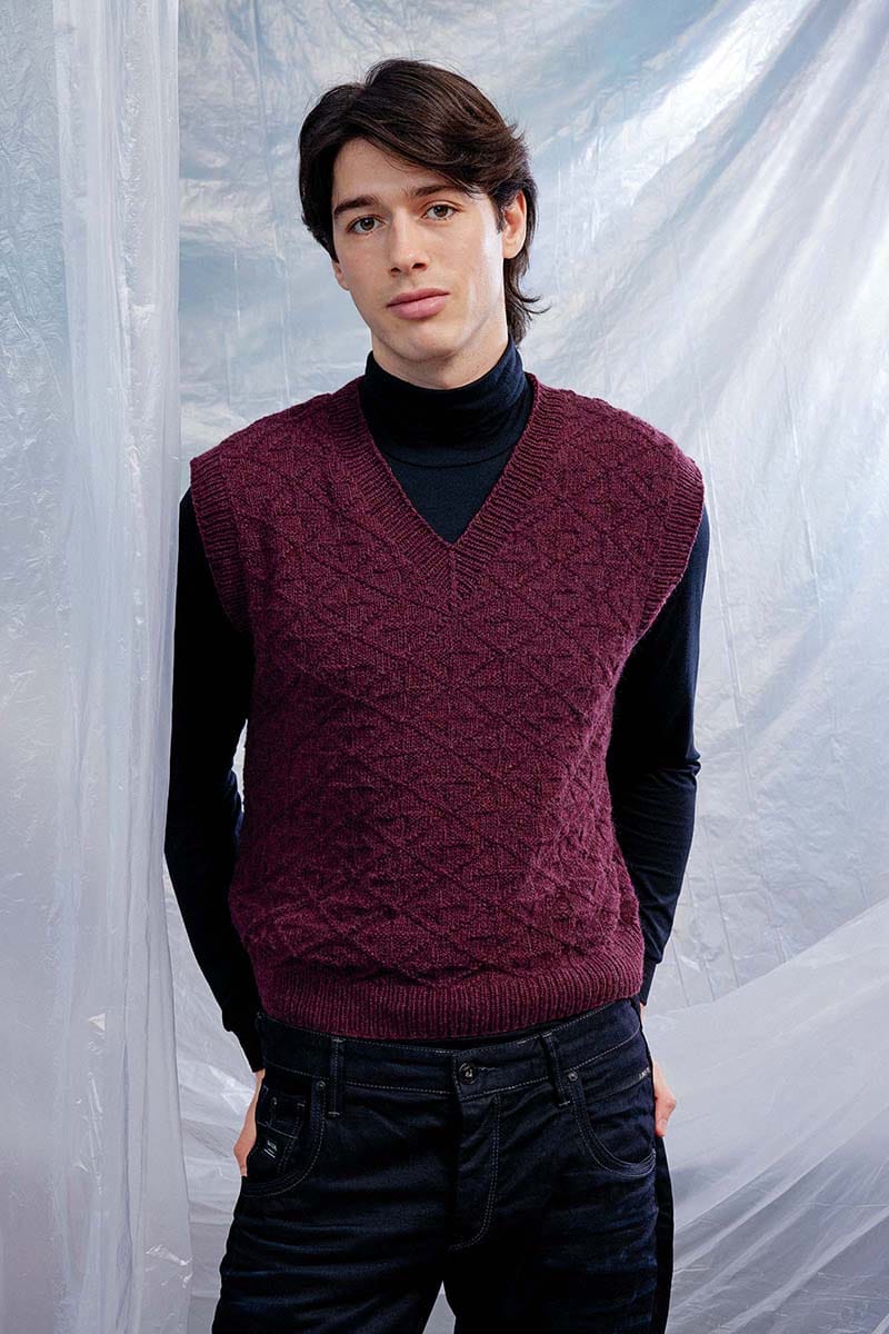 Lang Yarns Knitting Pattern CHARLES Men's slipover Pattern Bundle in Cashmere premium by LANGYARNS | Fatto a Mano 286-078