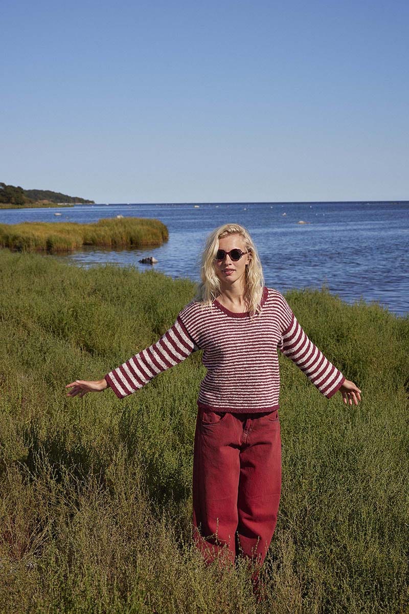 Lang Yarns Knitting Pattern CHLOÉ Top down sweater Pattern Bundle in Cotton Tweed by LANGYARNS | Punto 90-007