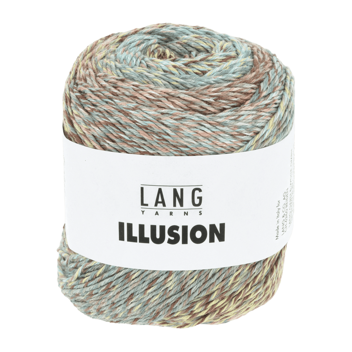 Lang Yarns Knitting Pattern DG - 2 balls / brown/light blue/light yellow 1155.0005 POLINA Slouchy beret Pattern Bundle in Illusion by LANGYARNS | Punto 81-004