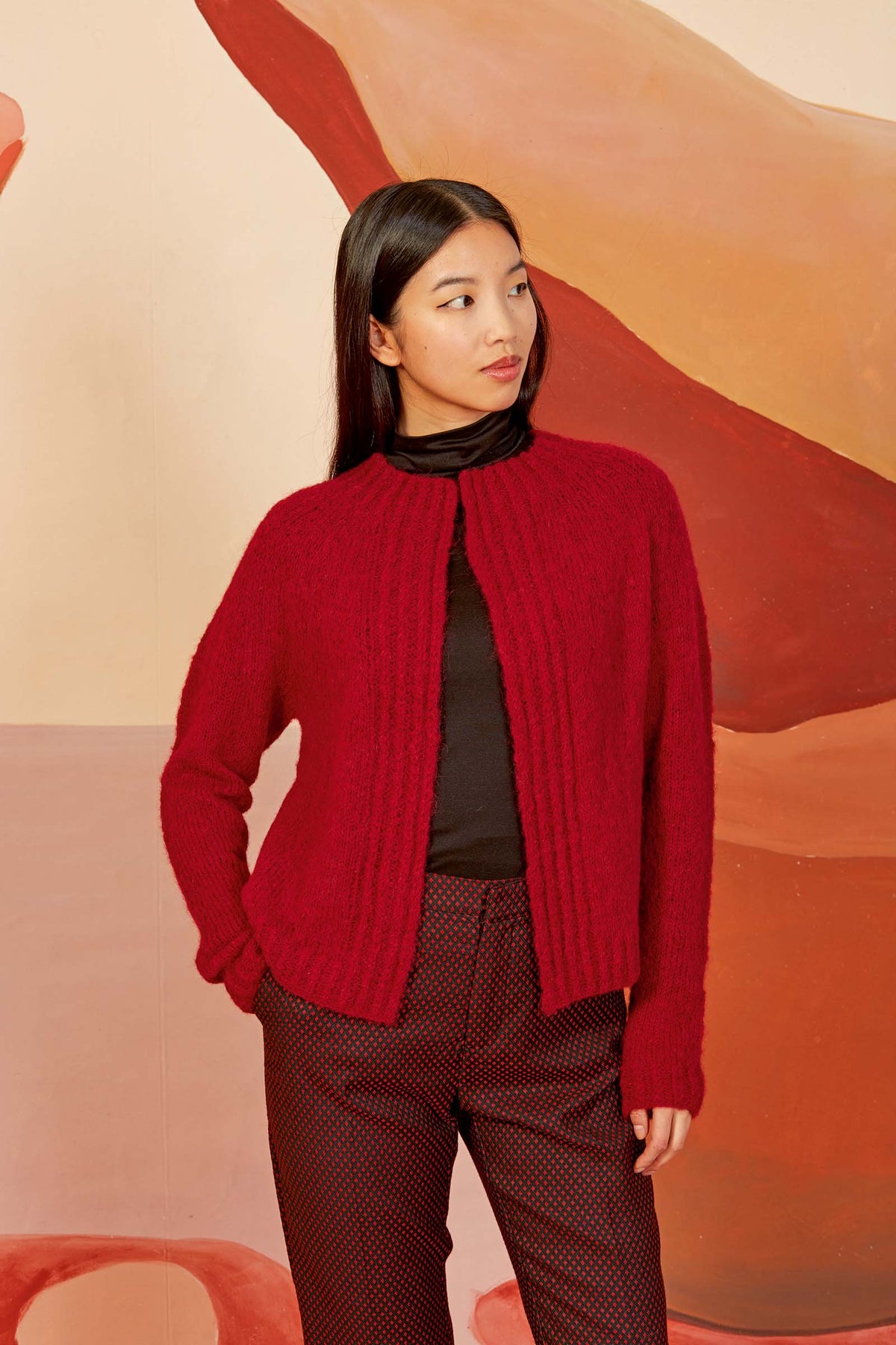 Lang Yarns Knitting Pattern ELSA Top down cardigan Pattern Bundle in SURI ALPACA by LANGYARNS | Fatto a Mano 278-055