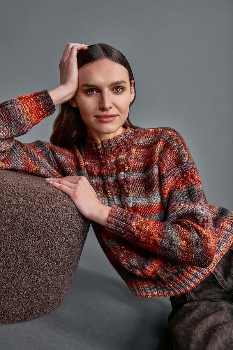 Lang Yarns Knitting Pattern ENORA Sweater Pattern Bundle in Magnolia by LANGYARNS | Punto 088