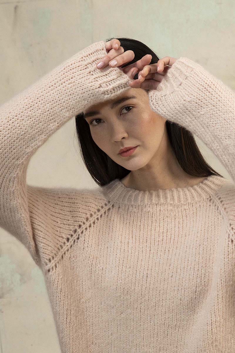 Lang Yarns Knitting Pattern FABIENNE Sweater Top Down Pattern Bundle in Cashmere Light by LANGYARNS | Punto 60-001